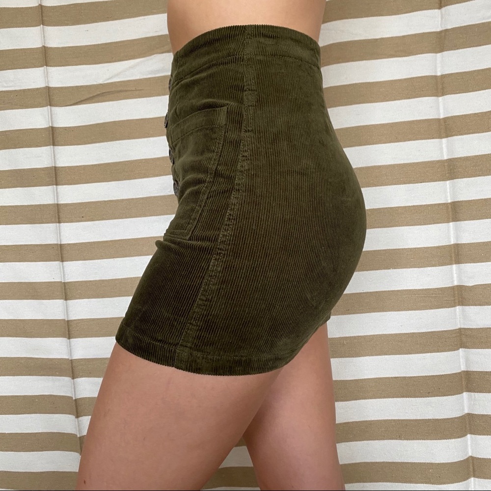 Olive Corduroy Mini Skirt